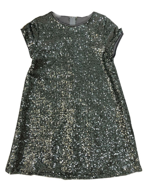 Little Girls Gray Sparkle Sequin Katy Short Sleeve Shift Party Dress 2-6 - SophiasStyle.com
